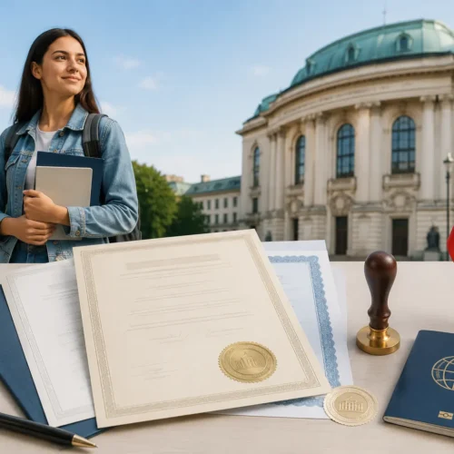 International student preparing documents for NACID diploma recognition in Bulgaria