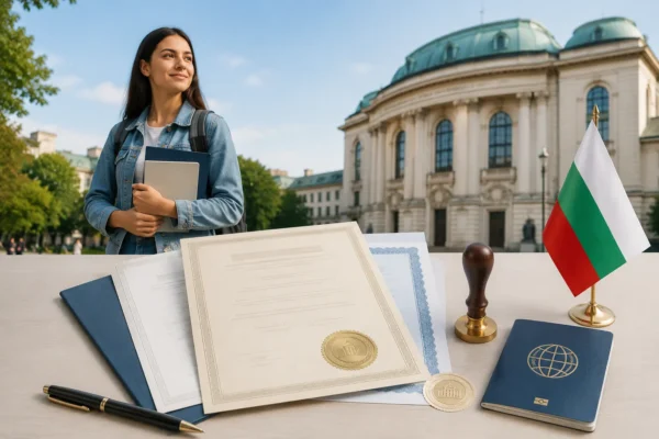 International student preparing documents for NACID diploma recognition in Bulgaria