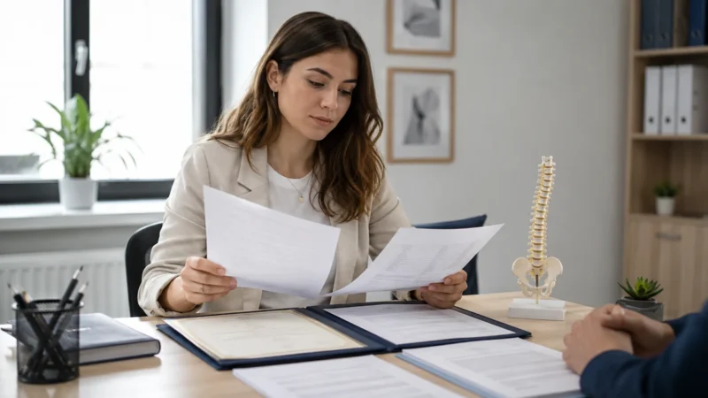 Laureata in fisioterapia esamina diploma e documenti per il riconoscimento professionale del titolo bulgaro in Italia.